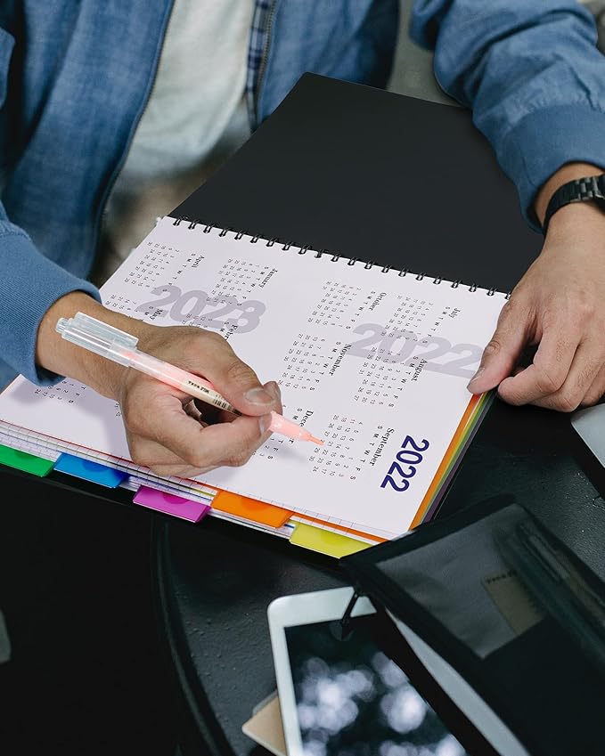 Spiral Notebook - 5 Subject Notebook, College Ruled Notebook With Dividers Pocket, Tabs Label (3PackMulti)