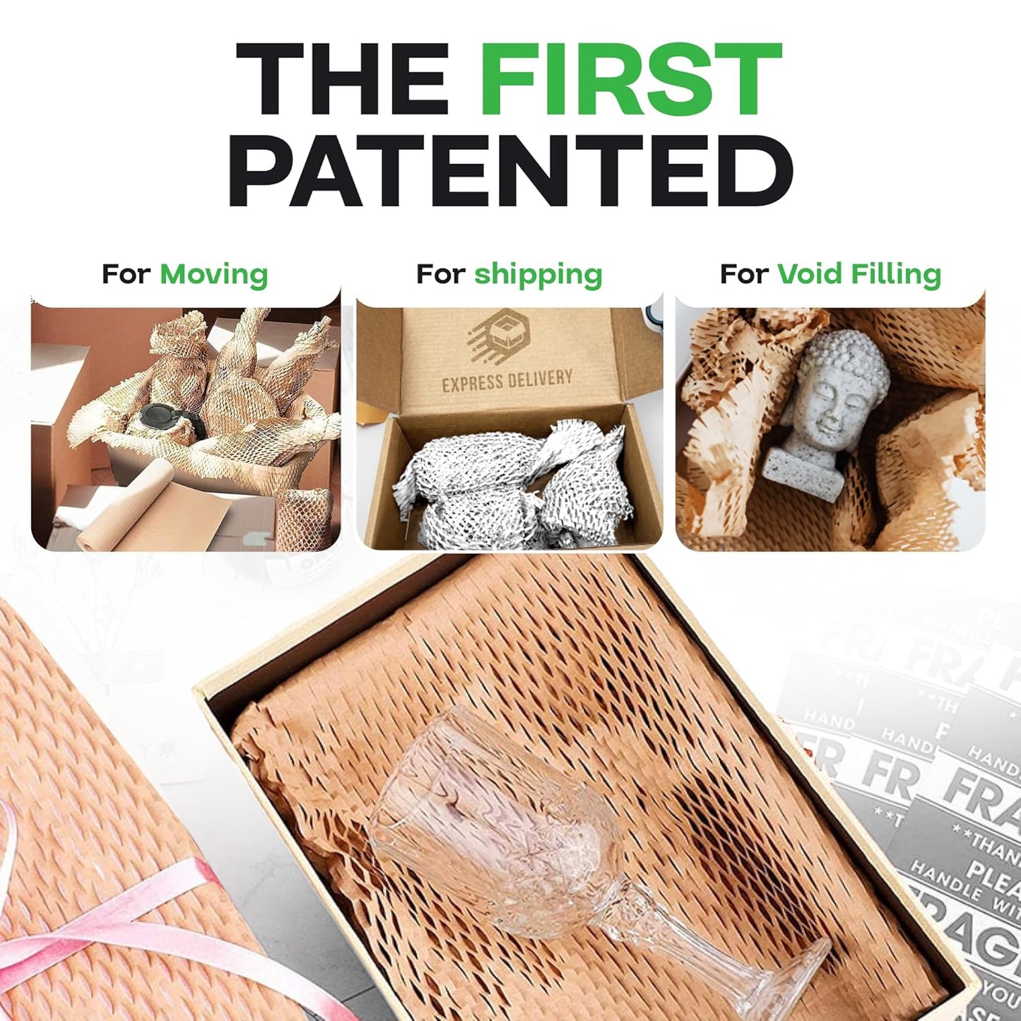 IDL Packaging 15.25" x 1400' Refill Roll (Pack of 1) for MP-1400USW HexcelWrap Honeycomb Packing Paper Station, White - Protective Kraft Paper with Interlocking Slit Design for Shipping