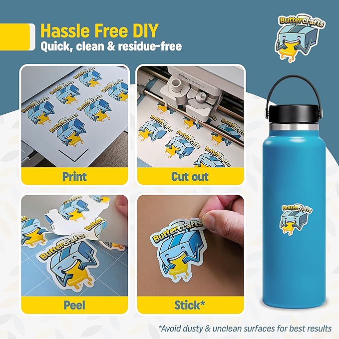 Printable Vinyl - Sticker Paper for Inkjet Printer for Epson (50 Sheets, 8.5" x 11", Anti Jam) - Glossy Printable Sticker Paper - Inkjet Printable Waterproof Sticker Paper - Make Labels and Decal