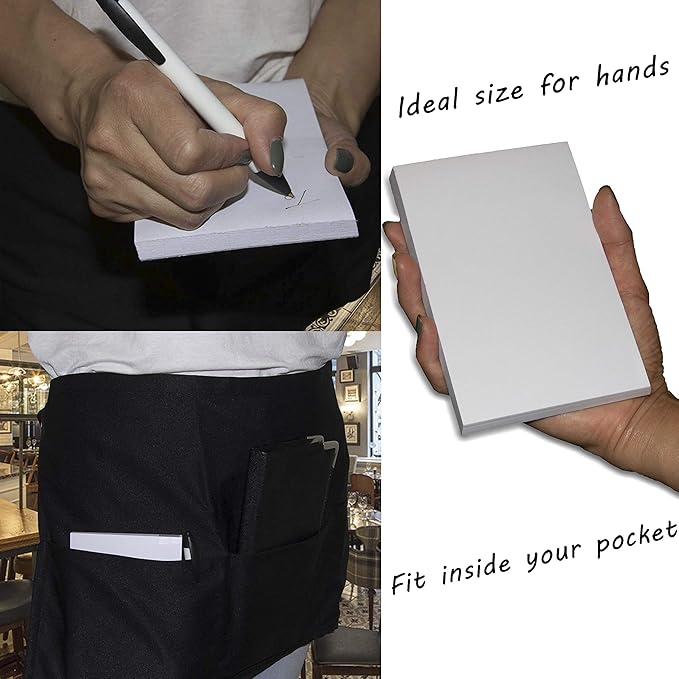 FMP Brands 5 Pack Note Pads 4x6, 100 Sheets Per Memo Pad, Writing Scratch Pad, Blank Notepad, White Waitress Server Note Pads, Paper Pad, To Do Grocery List Small Notepads