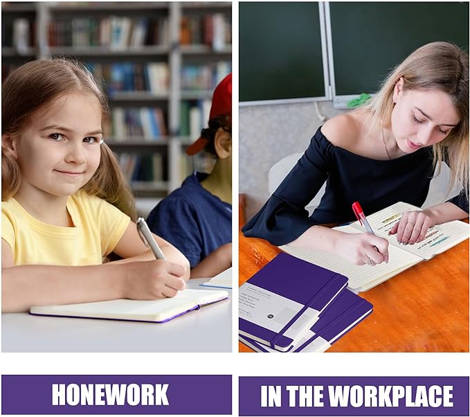 Lined Journal Notebook, 6Pack(Purple), 160 Pages, Medium 5.7 inches x 8 inches - 100 gsm Thick Paper, Hardcover