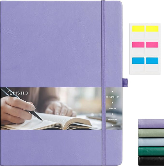 EMSHOI Graph Paper Notebook, 8.5" x 11" Hardcover Leather Journal for Women Men, 192 Pages 100 GSM Grid Paper A4 Large Journals for Writing, Graph Notebook for Work, Graphing, Engineering, Purple