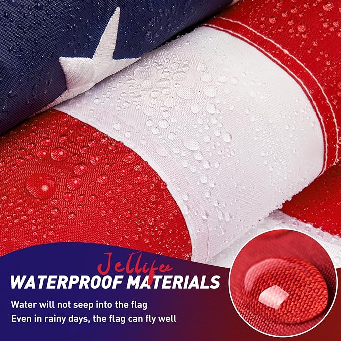 American Flag 3x5 Outdoor, 210D 3x5 Flags Outside, Made in USA Heavy Duty Spun Nylon USA Flag, All Weather US Flags with Embroidered Stars Sewn Stripes Brass Grommets, Vivid Color for Outdoor Indoor (3 by 5 Foot)