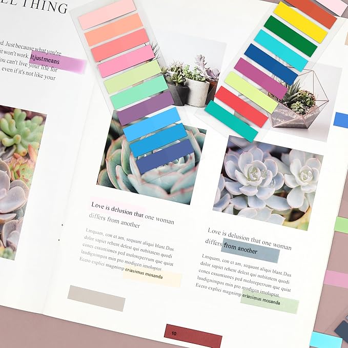 SIQUK 4200 Pieces Annotation Tabs Morandi Sticky Tabs for Annotating Books Tabs Transparent Page Markers Strip Page Flags Colored Tabs Writable and Repositionable Book Flags Tabs, 0.43 Inch