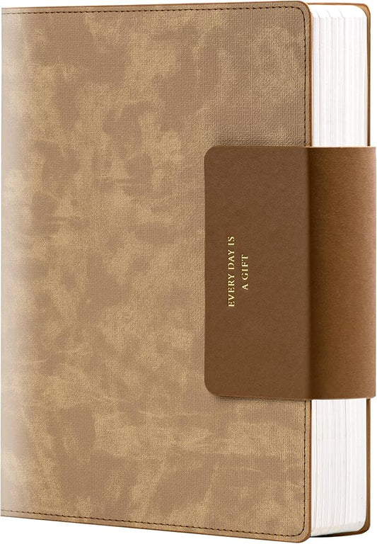 MINICAGIE Lined Leather Journals for Writing A5 Journaling Notebooks with 100 GSM Thick Paper Journal Notebook for Men & Women with Buckle Closure,Work Travel Note Taking Diary, 5.7" x 8.3", Brown