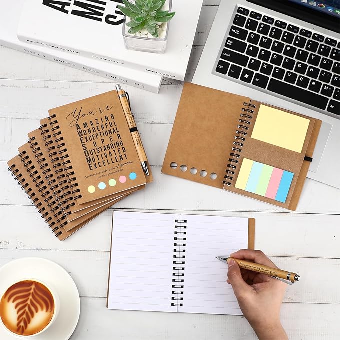 Jetec 50 Sets Bulk Employee Appreciation Gifts Bulk Inspirational Spiral Notebook with Note Ballpoint Pen Thank You Gifts for Volunteer Social Worker Nurse Staff Coworker Students (Amazing)