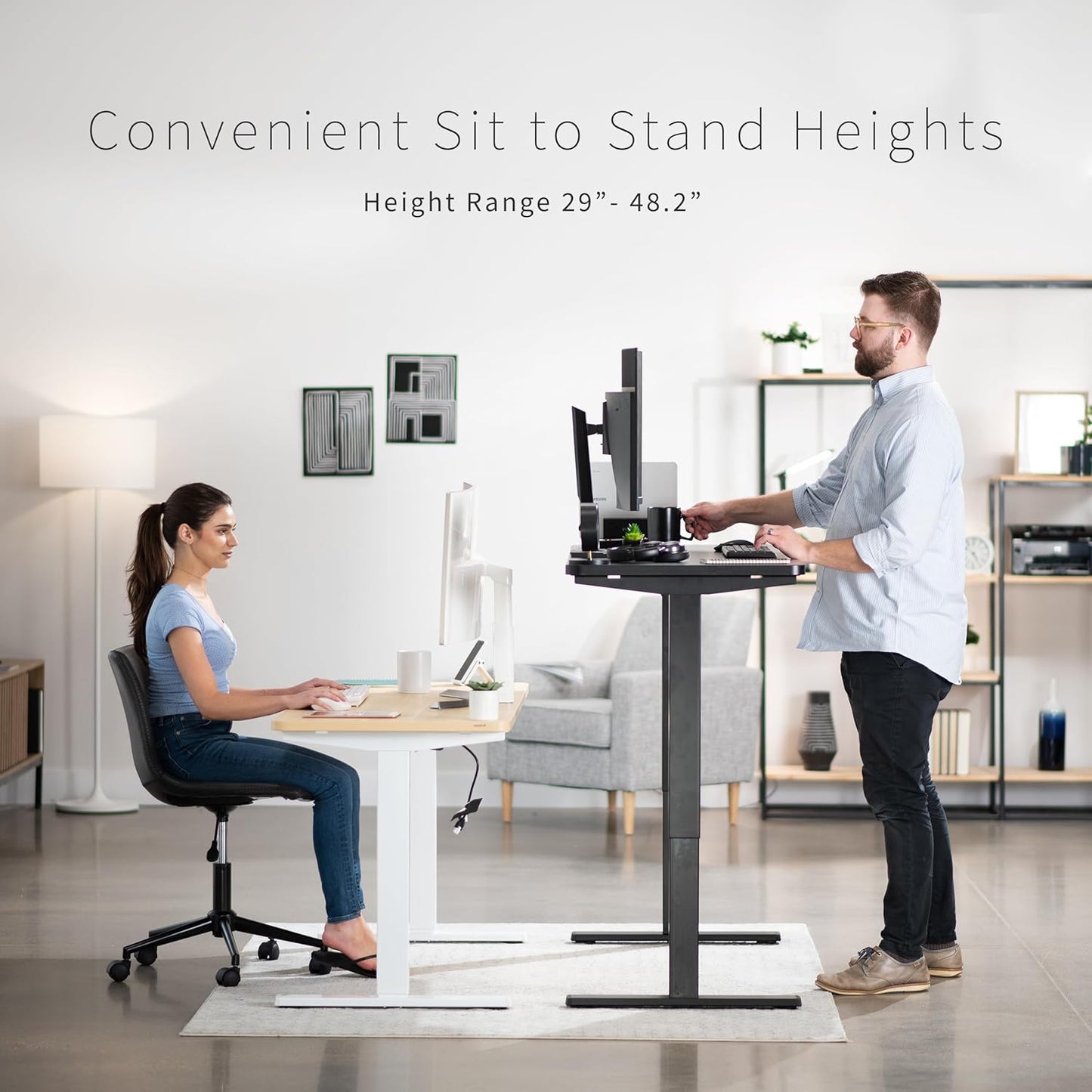 VIVO Electric 60 x 24 in Real Bamboo Standing Desk, Memory Height Adjustment, 1B Series, One-Piece Top, Gray Frame, DESK-KIT-1G6O