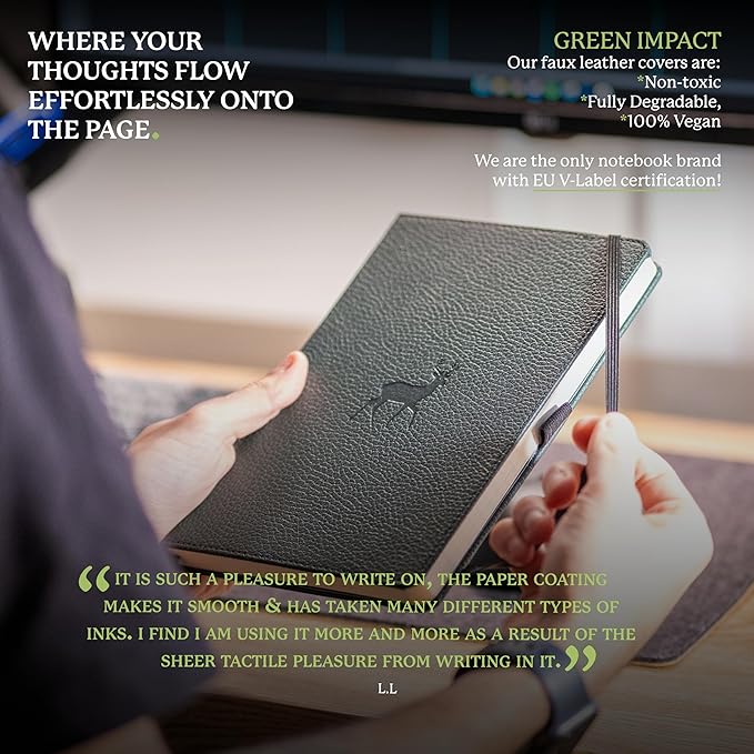 Dingbats* Wildlife Plain Writing Journal Notebook A5 - Vegan Leather Hardcover - Ideal for Work, Travel - Pocket, Elastic Closure, & Bookmark