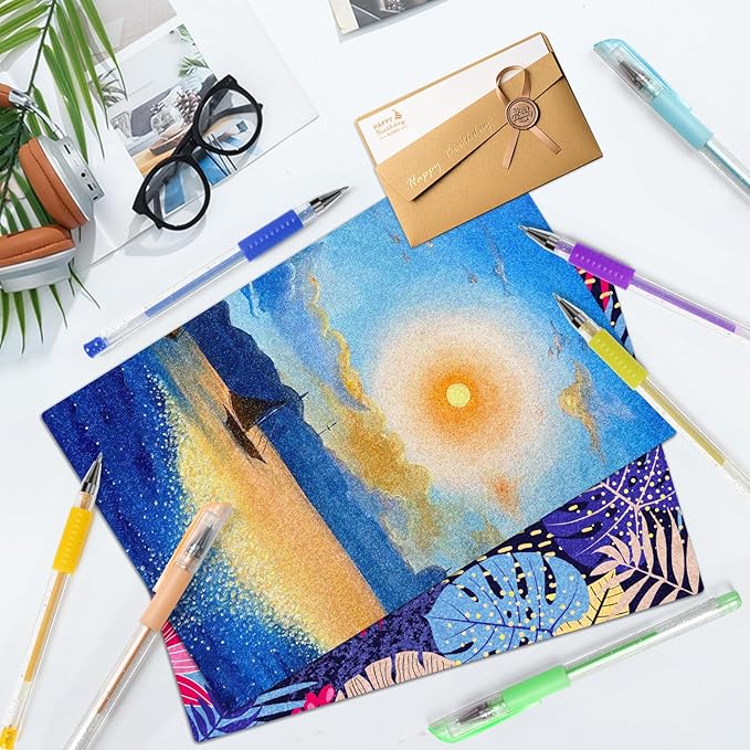 Glitter Gel Pens with Case for Adult Coloring Books, 100 Color Glitter Pen Set 30% More Ink Neon Glitter Gel Marker for Journaling Crafting Doodling Drawing