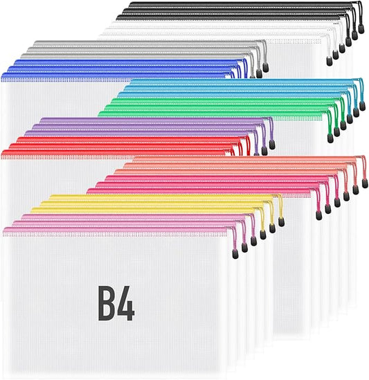 Umriox Mesh Zipper Pouch, 14.9x11.0 in (12 Colors, 36 Packs), Zipper Bags, Board Game Storage Bags, Clear Zipper Pouches for Puzzles, Games, Cross Stitch Projects and Classroom Supplies