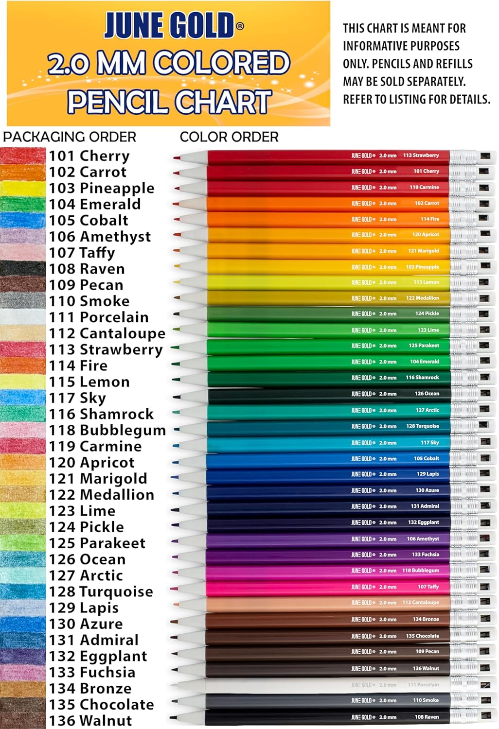 June Gold 36 Pink (Taffy #107) Colored 2.0 mm Lead Refills, Bold Thickness for Heavy Use, Break Resistant with a Convenient Dispenser