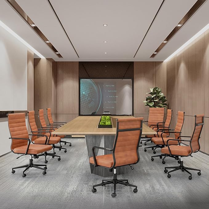 Okeysen Office Desk Chair Conference Room Chairs, Modern Ergonomic Executive Swivel Chair, Adjustable Height PU Leather Home Desk Chairs with Armrests, Comfy Computer Task Chairs with Wheels