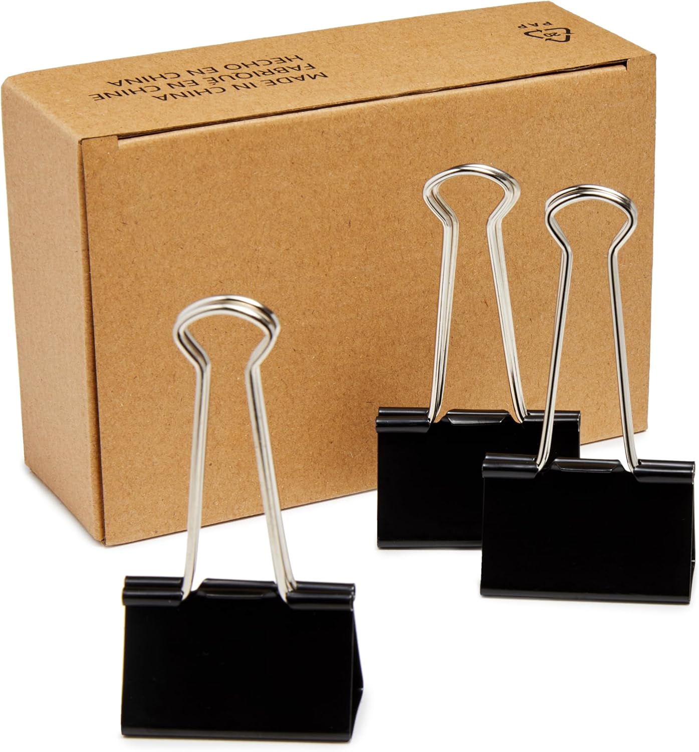 Amazon Basics Sturdy Binder Clips for Office Use, 48 Count (4 Pack of 12), Large, 2 in, Black