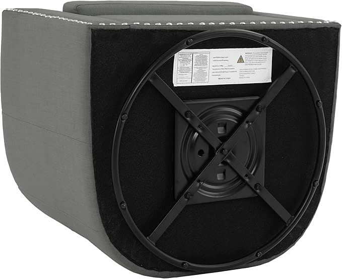 UIXE 360° Swivel Barrel Accent Chair, Modern Upholstered Arm Chair Round Club Armchair, Nailhead Trim Single Sofa Seating in Fabric for Living Room - Light Gray