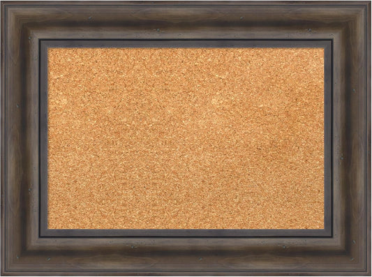 Amanti Art Natural Cork Board for Wall, 17x23 Vision Board with Brown Wood Frame, Small Corkboard Office Decor for Home Organization, Country Rustic Corkboard Pinboard to Display Items for Home