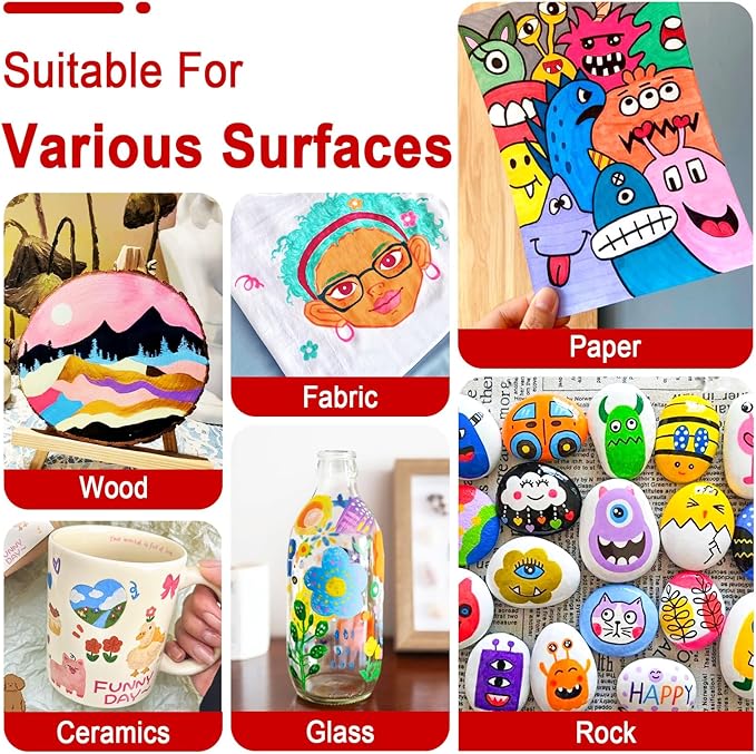 Betem Paint Markers Acrylic Paint Pens, Dual Tip 48 Colors Acrylic Markers with Brush Tip and Fine Point, Art Supplies for Wood, Canvas, Stone, Glass, Rock Painting Kit DIY Crafts Drawing Kit with Bag