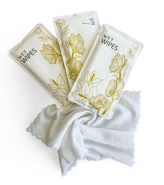 Luxury Wet Wipes, 100 Individually Wrapped Microfiber Textured Non-Scented Personal Hygiene Cleansing Wipes for women and men. Clean and refresh at the gym, camping, outdoors, and sporting events.