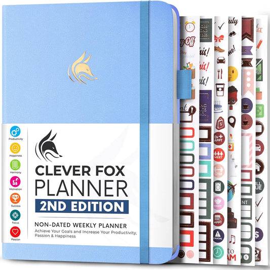 Clever Fox Planner 2nd Edition – Colorful Weekly & Monthly Goal Planner, Time Management & Productivity Organizer, Undated, A5 (Periwinkle)
