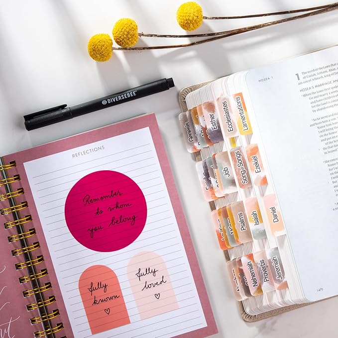 DiverseBee Transparent Sticky Notes (Includes Quick Dry Pen), Cute Clear Sticky Tabs, Translucent Page Flags Book Markers Stickers, Planner Accessories Bible Journaling Study Office Supplies (Marsala)