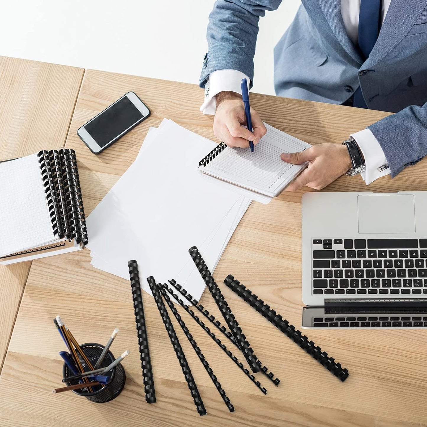 Yunsailing 150 Pack Plastic Binding Combs Plastic Binder Comb Ring 19 Ring Binding Spines Letter Size Spiral coils for Notebook Calendar(1/4 5/16 3/8 1/2 5/8 3/4 in,Black)