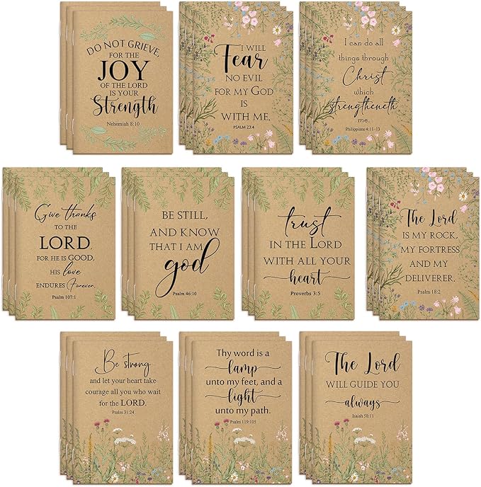 Ctosree 200 Pcs Bible Verse Prayer Journal Notebook Christian Note Pads Bulk mini Inspirational Notebook Religious Scripture Church Notepad for Women 3.15 x 5 Inches (Brown)