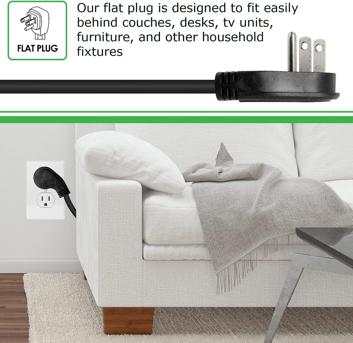 Digital Energy USB-C and USB-A 8 Outlet 8 Outlet 4200 Joules Surge Protector Power Strip, 3 Wide Spaced Outlets, 6 Foot 14/3 AWG Cord, Black