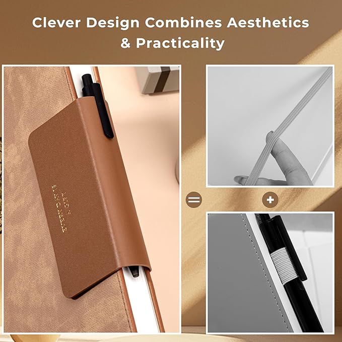 MINICAGIE Lined Leather Journals for Writing A5 Journaling Notebooks with 100 GSM Thick Paper Journal Notebook for Men & Women with Buckle Closure,Work Travel Note Taking Diary, 5.7" x 8.3", Brown