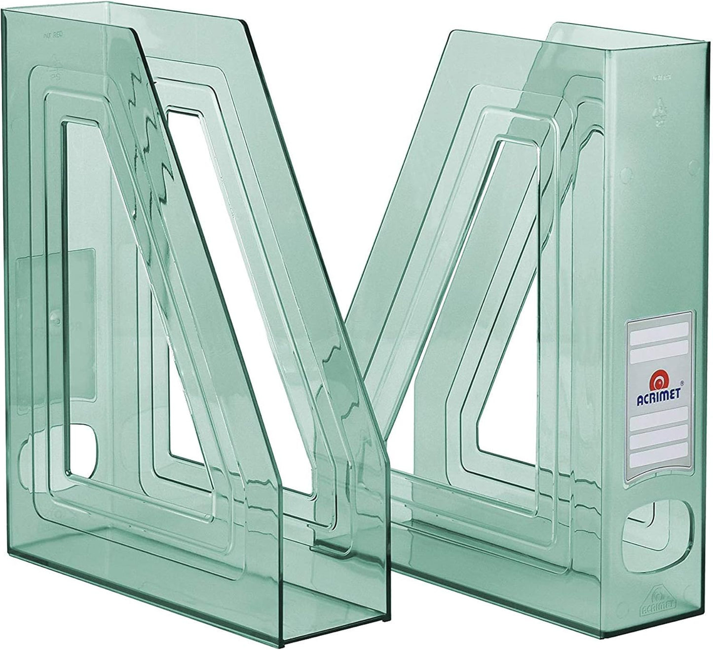 Acrimet Magazine File Holder, Durable Rack, Space-Saving Organizer (Plastic) (Clear Green Color) (2 pack)