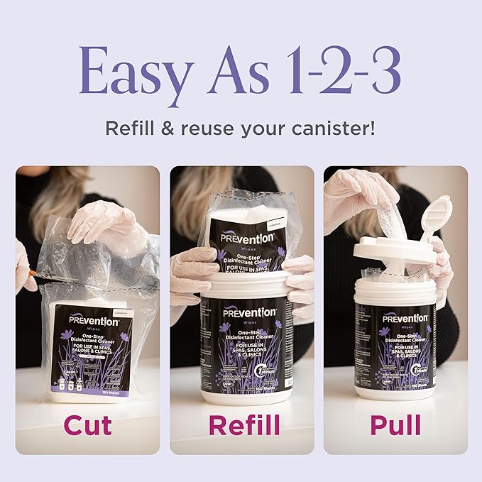 Prevention All Purpose Disinfecting Wipes – Cleaning Wipes Canister, Bulk Cleaner Towelettes for Salons, Spas, Clinics, Studios – Hospital Grade Surface Sanitizing – 160 Count per Refill Bag (6 Pack)