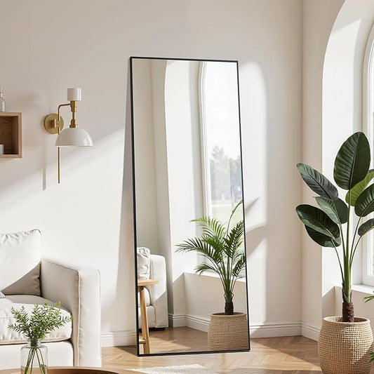Simple Deluxe Full Length Mirror, Standing Mirror Full Body, Mirror Full Length for Home Wall Decor, 59"x16" Large Floor Mirror for Wall Door Bedroom Bathroom Living Room, Black