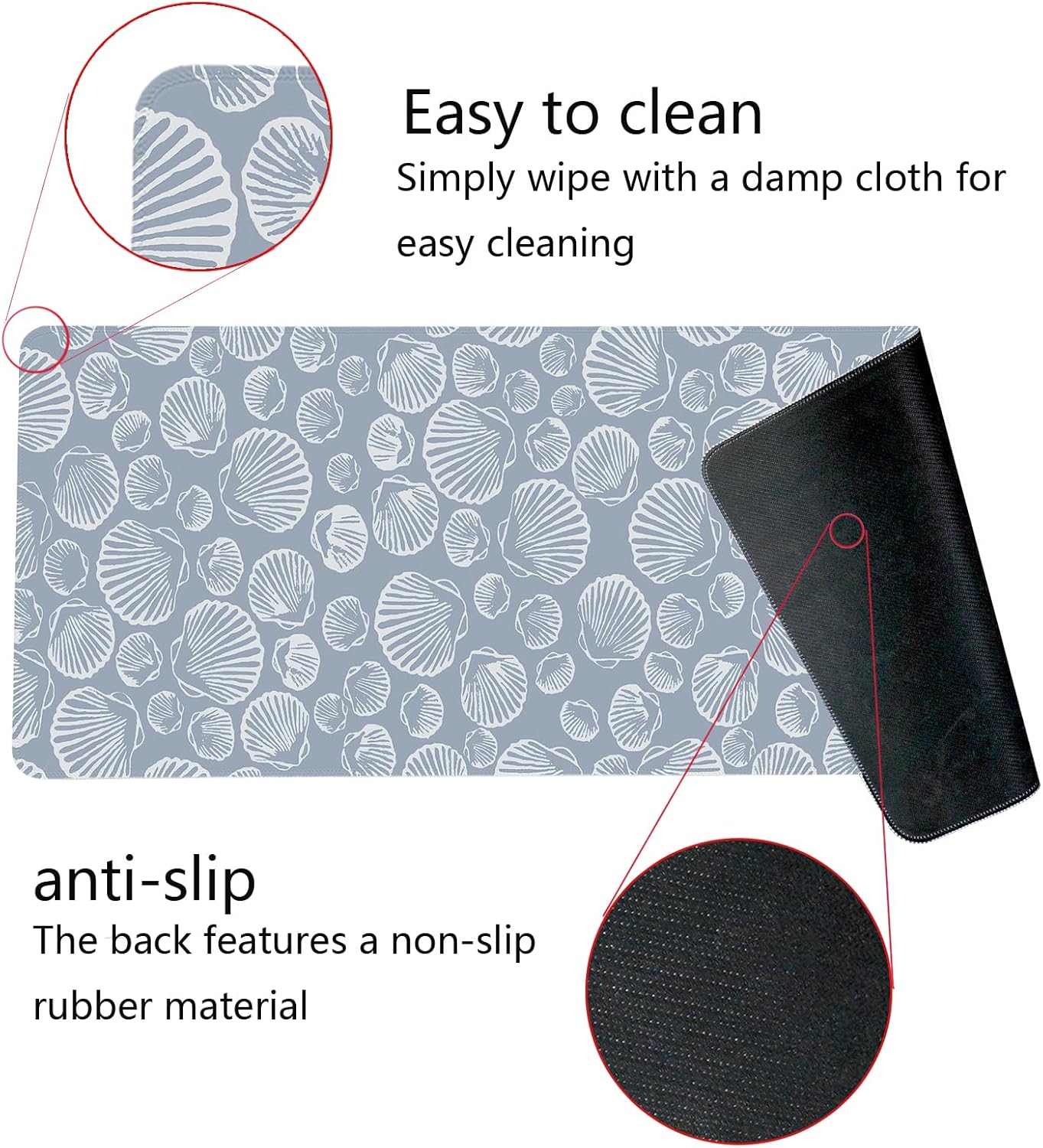 Seashell Mouse Pad,Coastal Beach Mouse Pad,XL Large Ocean Beach Seashell Desk Mat,Girly Summer Beachy Gaming Computer Pads,Girly Laptop Desk Mat,Summer Beachy Desktop Decor Art,31.5x11.8 Inch