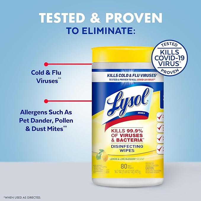Lysol Disinfecting Wipes Bundle, Home Apartment Dorm Room Essentials and Cleaning Supplies, All Purpose Cleaner, Multi-surface Cleaning Wipes, Multi-Scent Sanitizing Wipes Bundle, 80 Count (4pk)