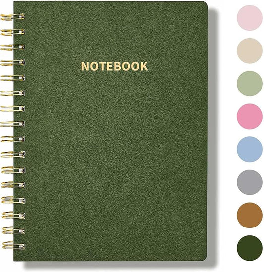 Spiral Notebook College Ruled Soft Cover Suede Aesthetic Note book 160 Pages 8.5" x 6.34" For Work Note taking,Journals For Writing School Office With Double-Sided Pocket,100GSM Thick Paper