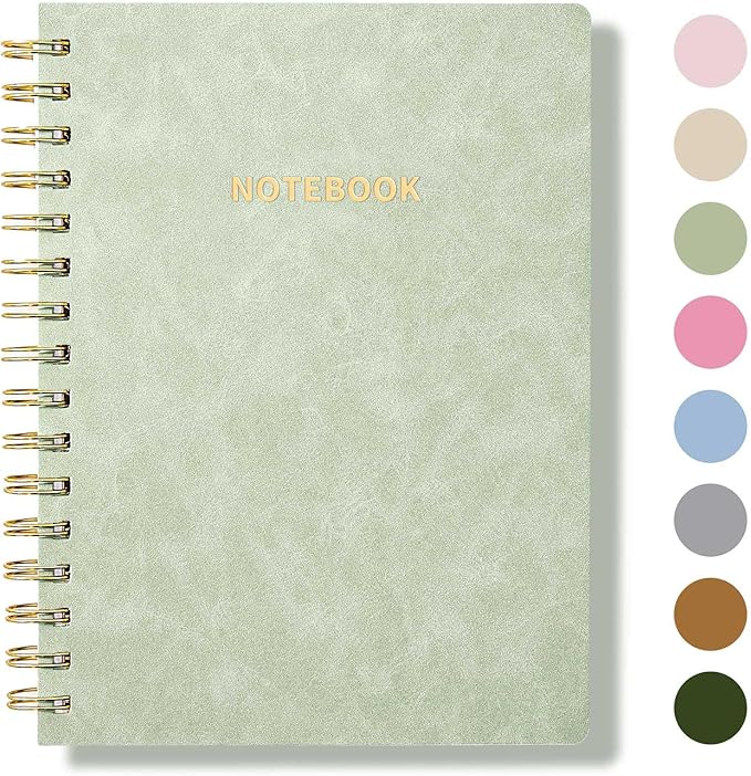 Spiral Notebook College Ruled Soft Cover Suede Aesthetic Note book 160pages 8.5" x 6.34" For Work Note taking,Journals For Writing School Office With Double-Sided Pocket,100GSM Thick Paper