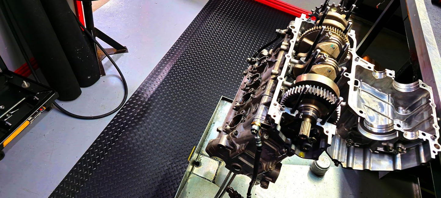 Rhino Mats, American Classic Diamond Anti-Fatigue Mats, Industrial Ergonomic Comfort Standing Mat for Work, Home, Garage, Office, Kitchen or Anywhere (Black 1" Thick, 4 FT. x 18 FT.)