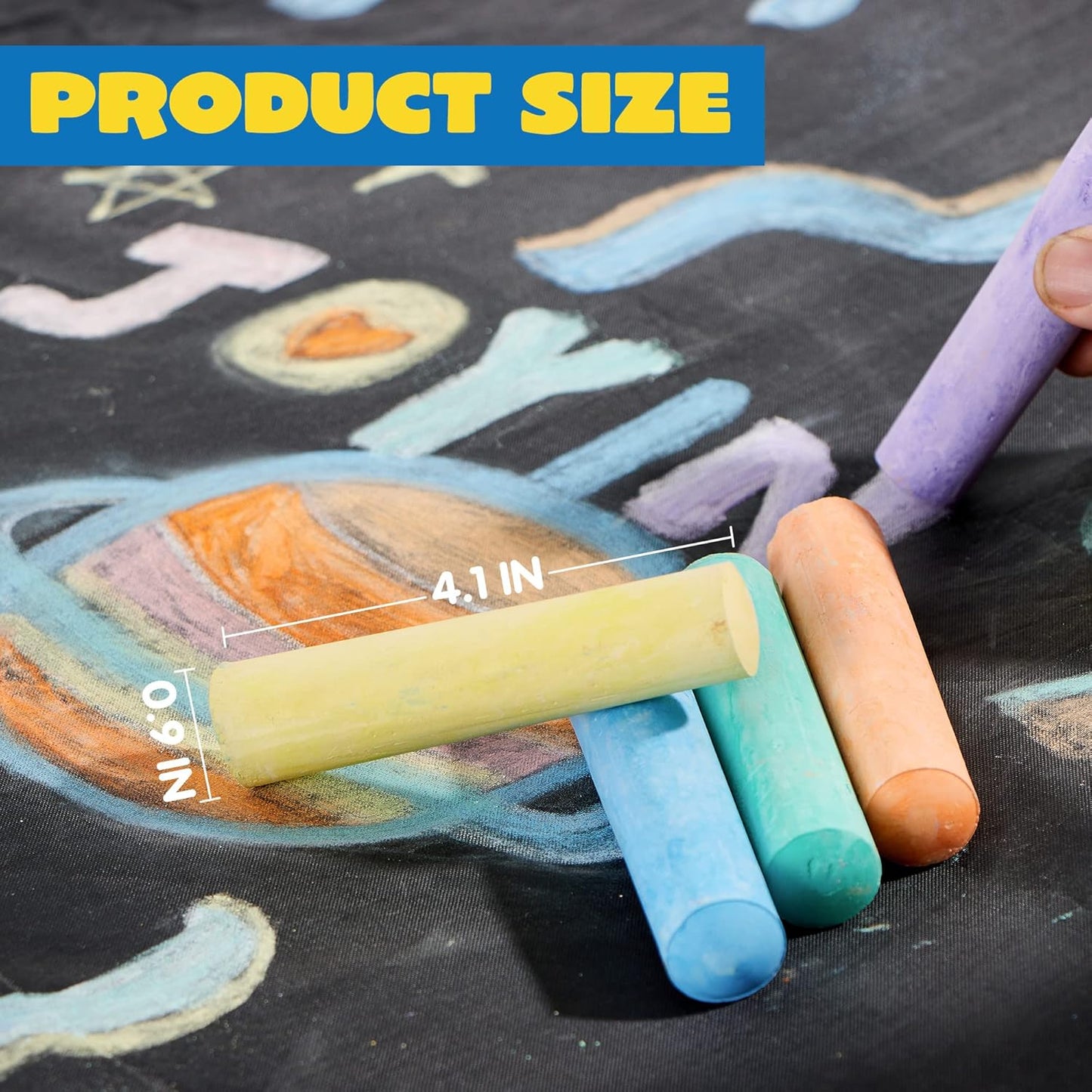 JOYIN 180 PCS Washable Sidewalk Chalks Set in 20 Colors Non-Toxic Jumbo Chalk for Outdoor Art Play, Painting on Chalkboard, Blackboard and Playground