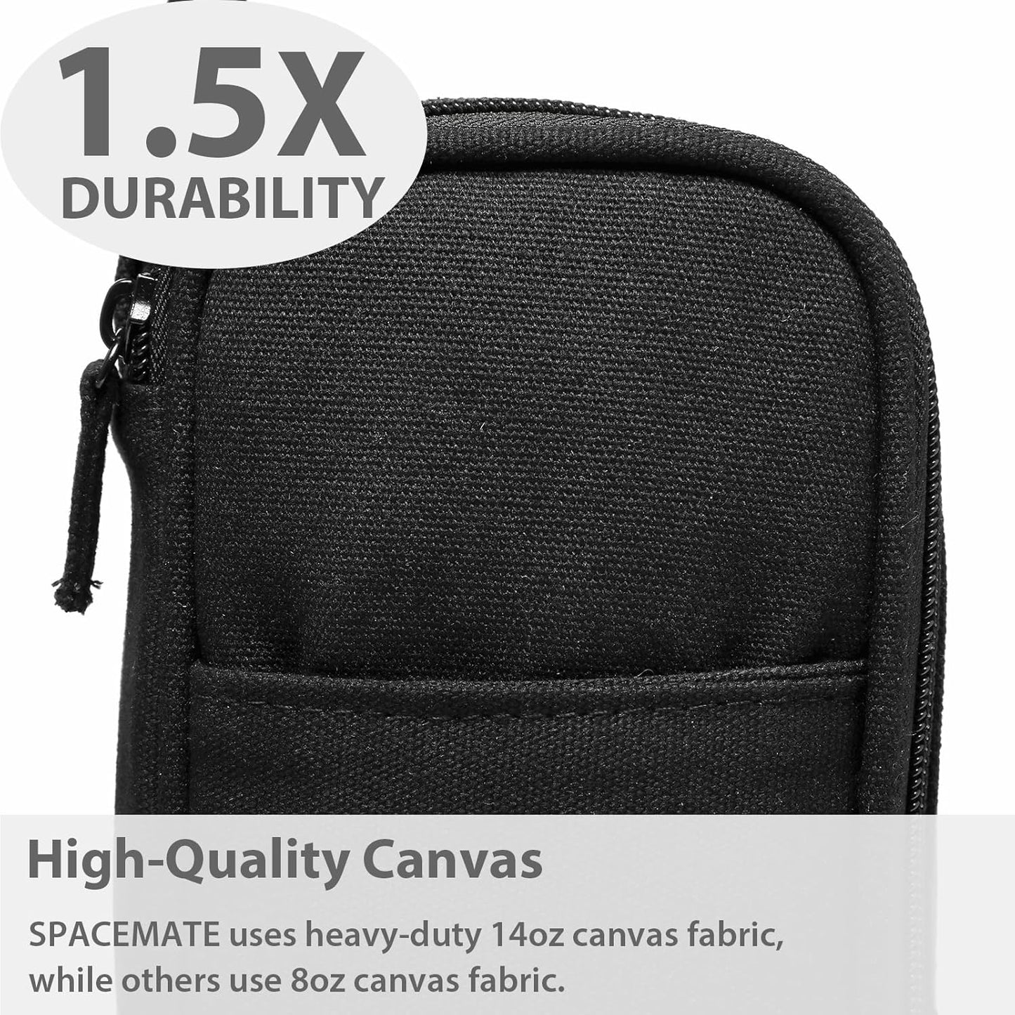 Pencil Case Pouch Box Bag School Supplies Girls Boys Kids, Cute Preppy Stuff Large Big Capacity Aesthetic Pen Organizer, Back to College Stationary, Coal Black, Heavy Duty Canvas, 1800ml