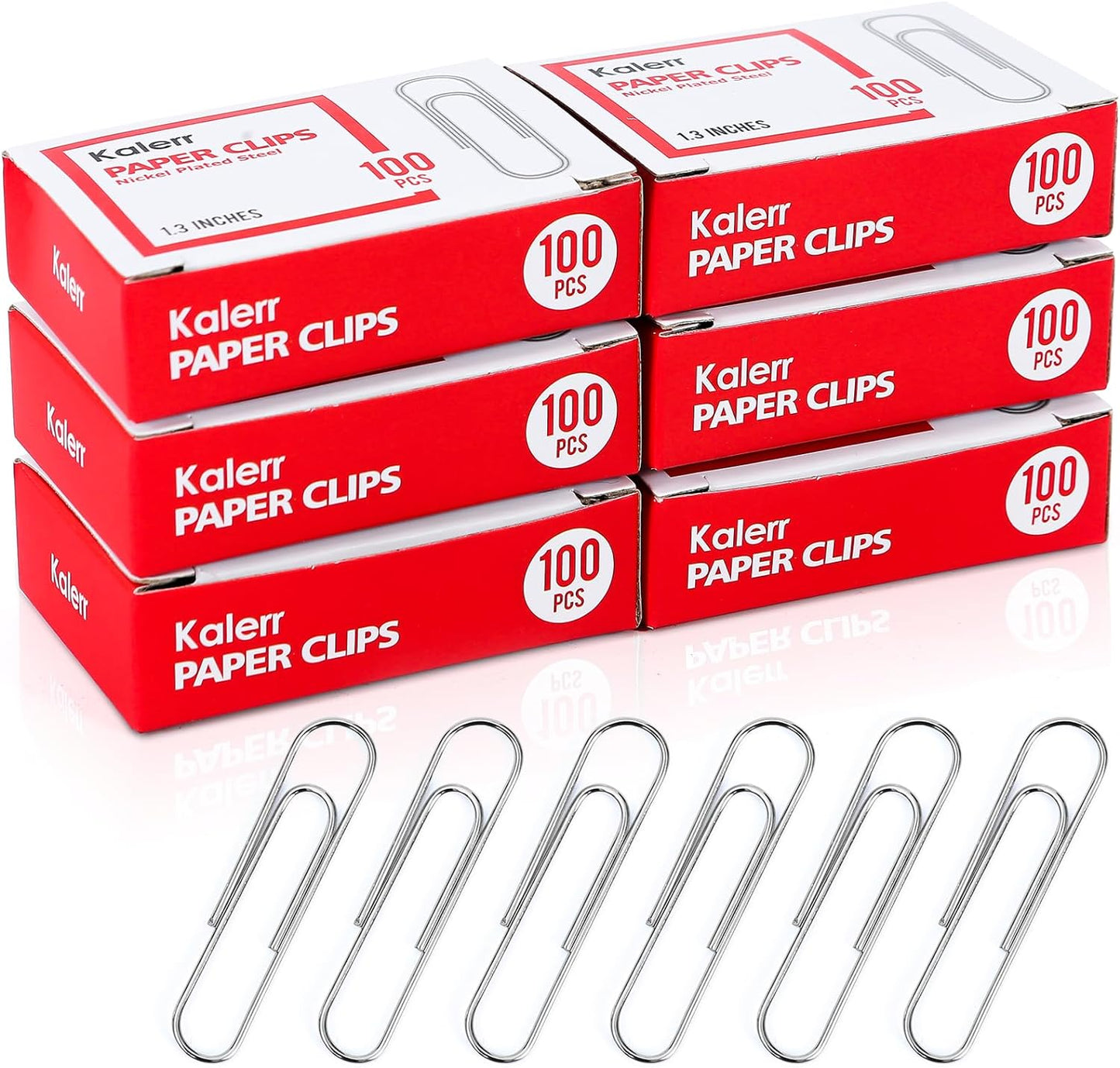 Paper Clips, 600 Pcs Paperclips (6 Boxes of 100 Each), Premium Paper Clip, 1-2/7" Silver Paper Clips Medium (1.3 Inches), Rustproof Metal Paper Clip for Office, School, Home