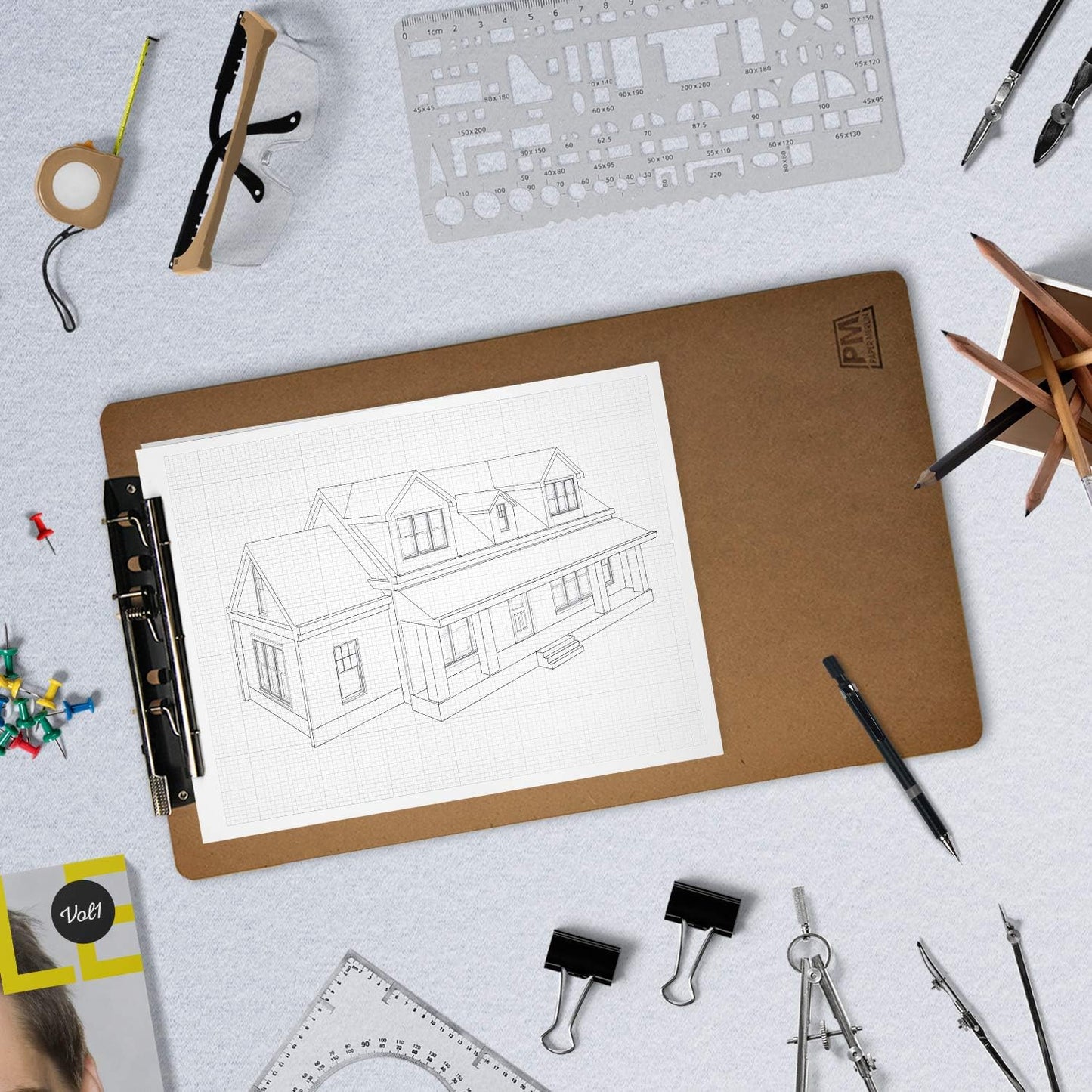 Paper Merlin Ledger Clipboards 19'' x 11'' - MDF 11x17 Clipboard with Large Clip Extra Writing Space for Your Paper (3 Pack)