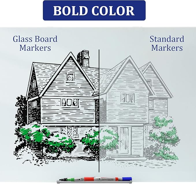 Comix Glass Board Dry Erase Markers, Low Odor Whiteboard Markers, Chisel Tip, 4 Assorted Classic Colors, 36 Pack