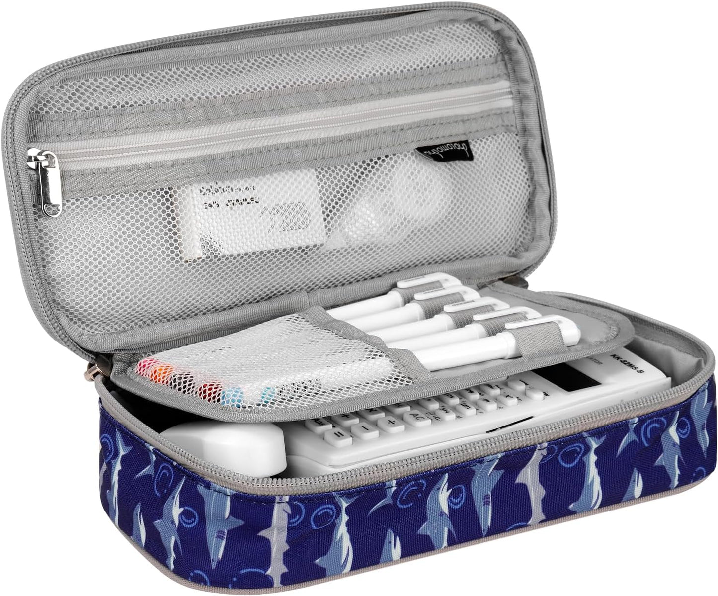 Choco Mocha Shark Pencil Case for Boys, Soft Pencil Case Kids Pencils Pouch for Kindergarten Boys, Orange