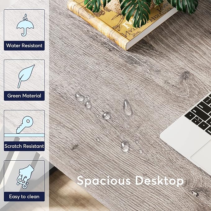 Tribesigns Writing Computer Desk, 55 inch Heavy Duty Study Desk with Z-Shaped Metal Leg, Modern Simple Home Office Computer Desk, Grey