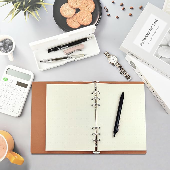 A5 Dot Grid Paper, 100GSM A5 Dotted Refill Paper for 6 Ring Refillable Binder/Planner/Diary Journals/Painting -Dotted Pages,80 Sheets/160 Pages (Beige-Dot Grid-A5)