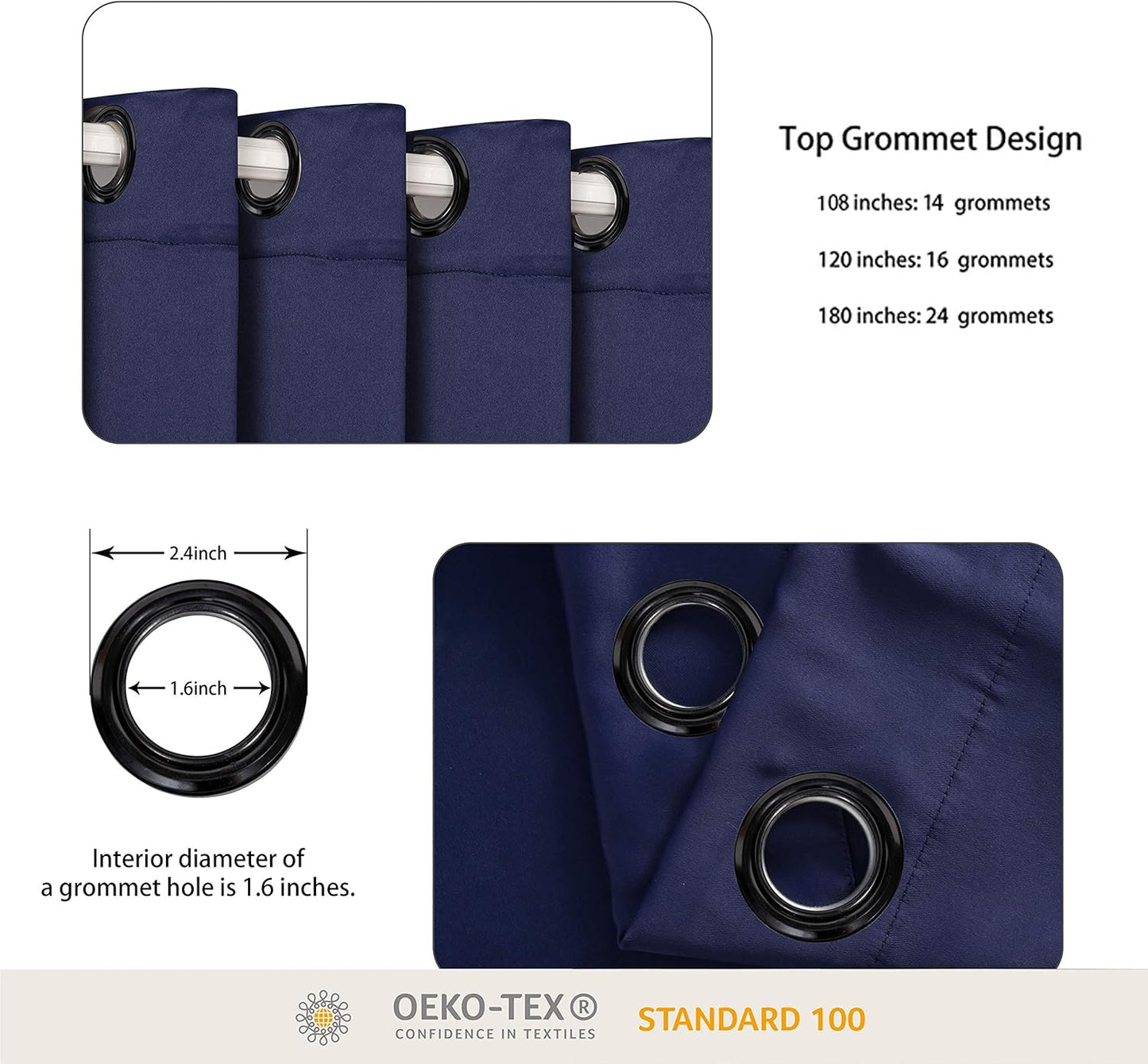 BONZER Room Divider Curtain Total Privacy Wall Wide Thermal Insulated Blackout Curtains for Slide Window, 84L x 108W Inch (7L x 9W ft), 1 Panel, Navy