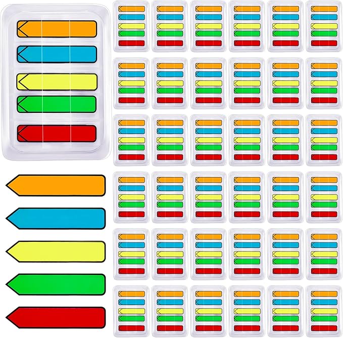 Teling 4000 Pcs Arrow Flags Arrow Tabs Flags Sign Here Tabs Arrow Stickers 5 Colors Sticky Flags Arrow Sticky Notes with Dispenser Easy to Post for Notary Books Paper