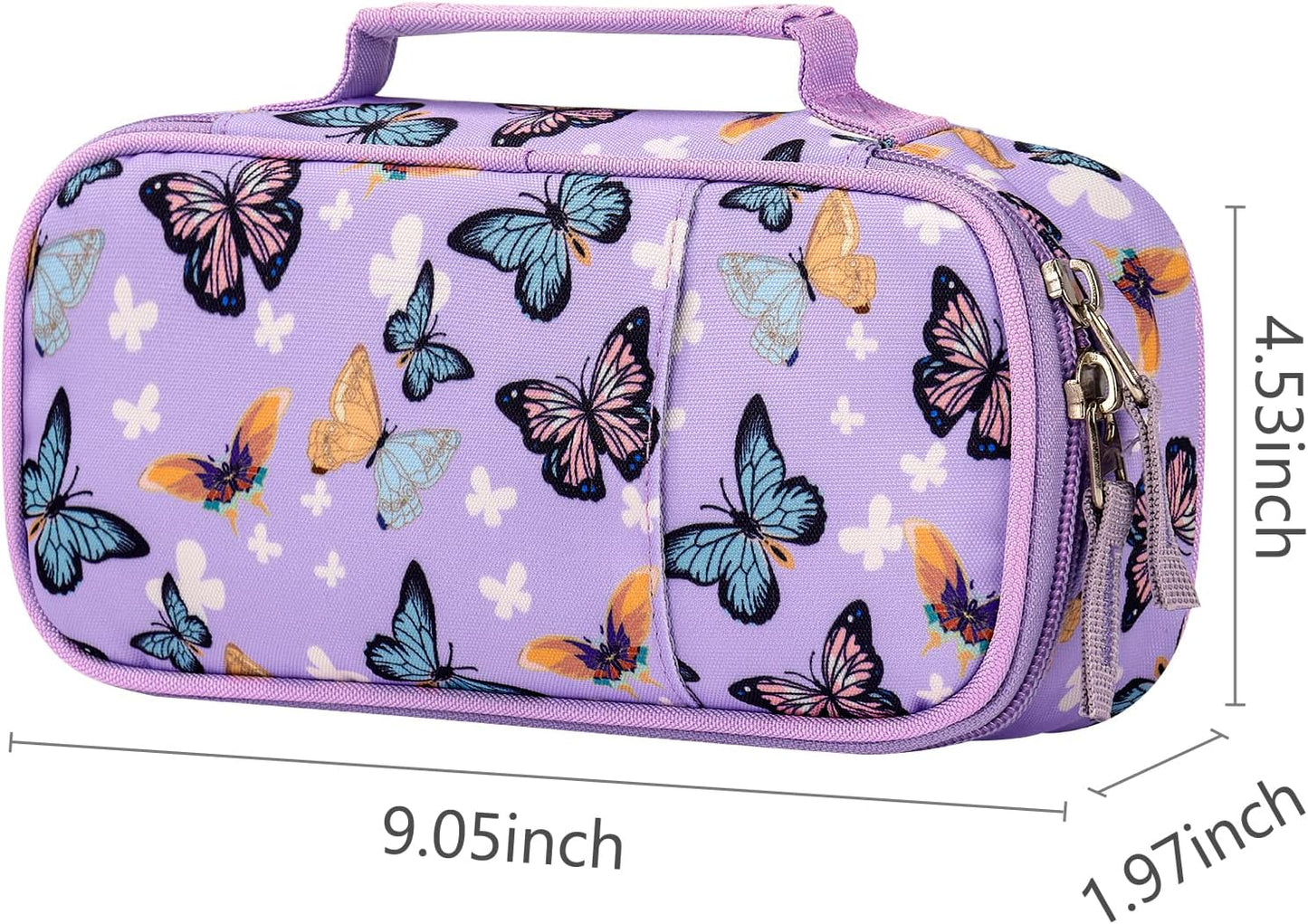 Choco Mocha Butterfly Pencil Case for Girls, Soft Pencil Case Kids Pencils Pouch for Kindergarten Girls, Purple