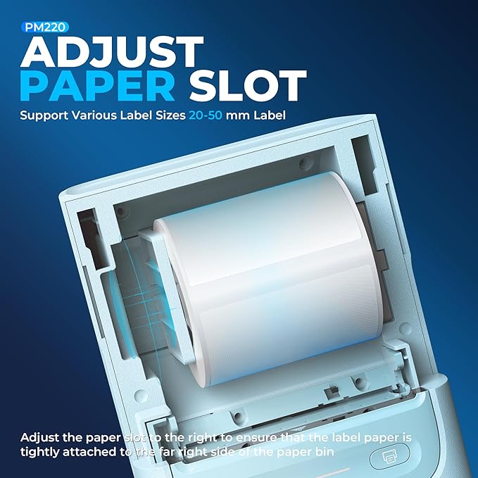 Nelko PM220 Bluetooth Label Maker Machine with Tape, 2 Inch Portable Thermal Printer for Small Business, Address, Logo, Clothing, Sticker Printer for Phones & PC, Cyan