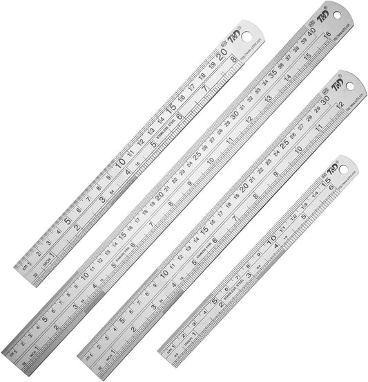 ZZTX Ruler Metal Straight Edge Stainless Steel Ruler 6 Inch 8 Inch 12 Inch 16 Inch Ruler Set Rulers Bulk Set of 4