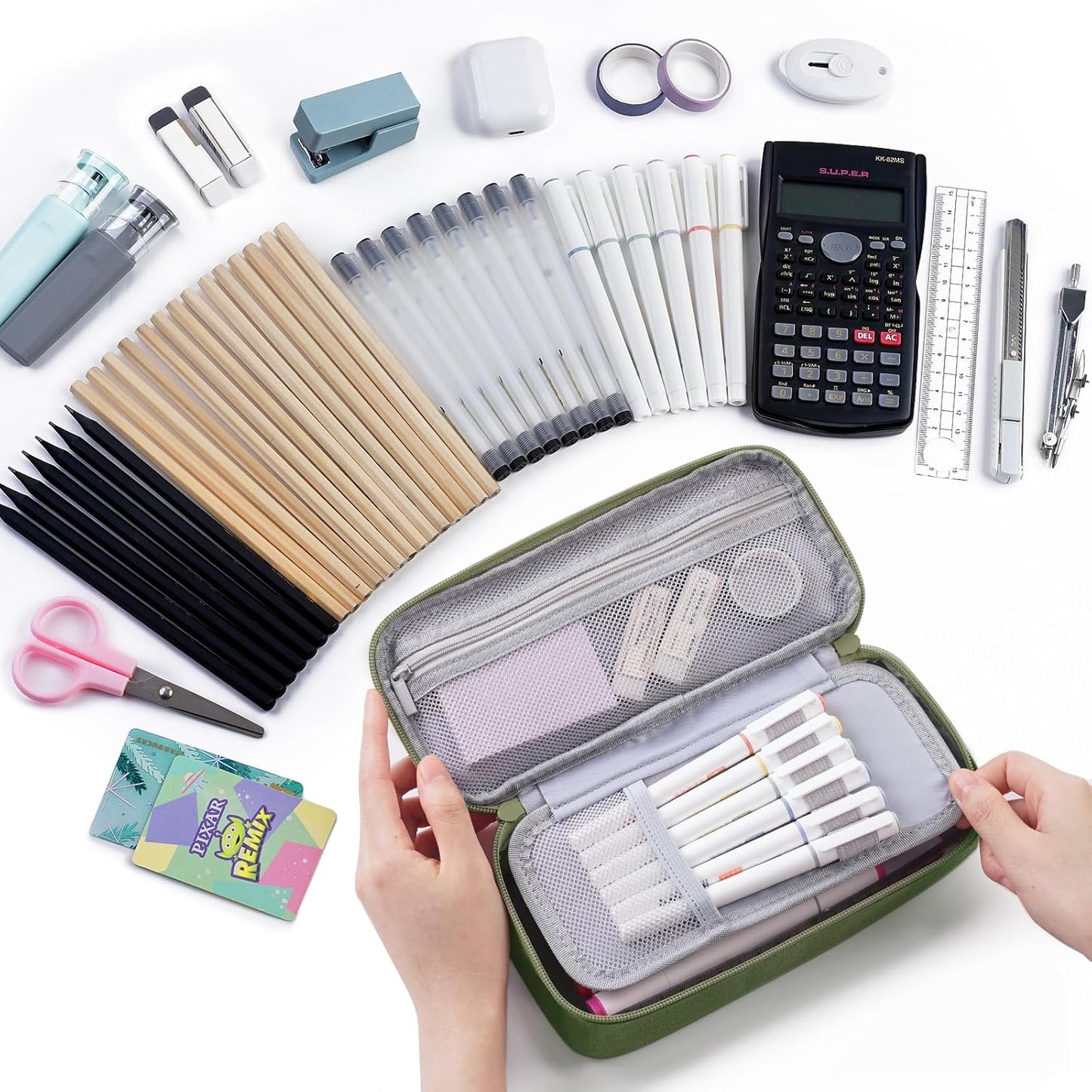 WEMATE Pencil Case, Large Storage Organizer for Stationery, Back - to - School Essential, Teacher Must - have, Big Pencil Pouch, Marker Case School Supplies for College & High School