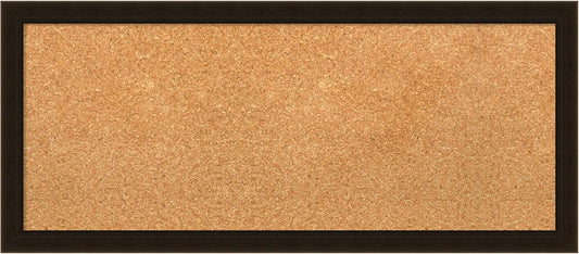 Amanti Art Natural Cork Board for Wall, 14x32 Vision Board with Brown Wood Frame, Medium Corkboard Office Decor for Home Organization, Rustic Farmhouse Corkboard Pinboard to display items for home